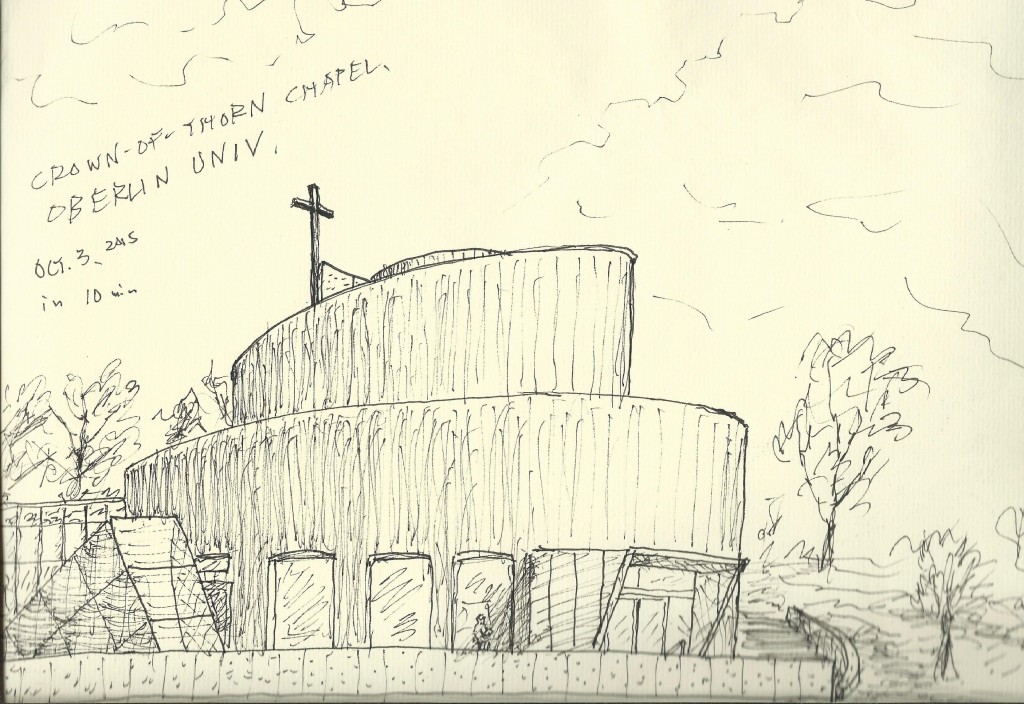 Chapel of Oberlin Univ., in 10 minutes with a ball-point pen