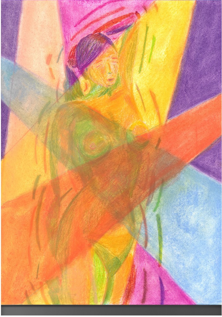 Experiment of pastel over oil pastel